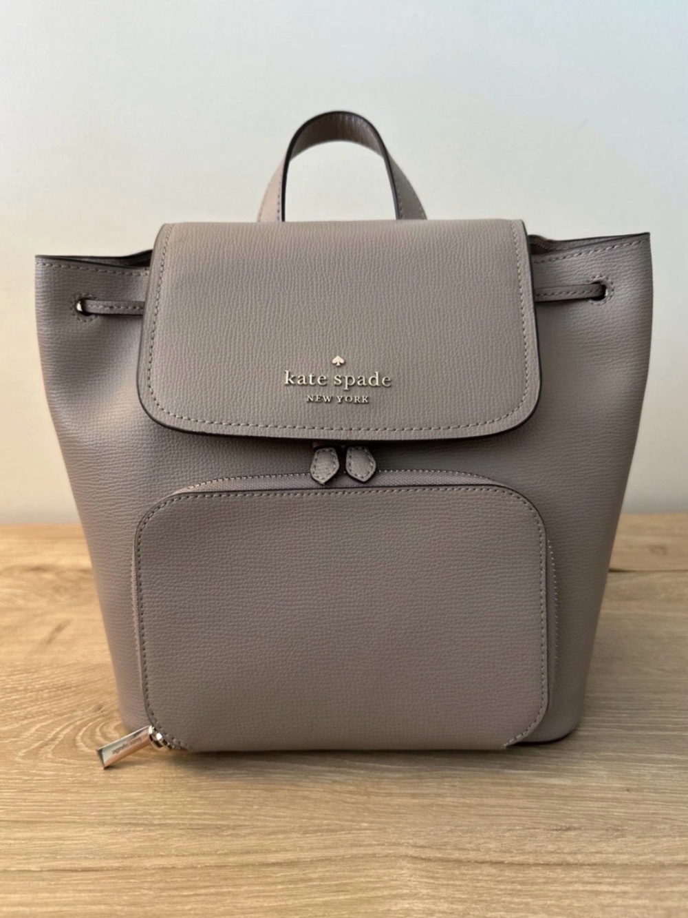 Kate Spade New York Darcy Flap Leather Backpack in Warm Taupe